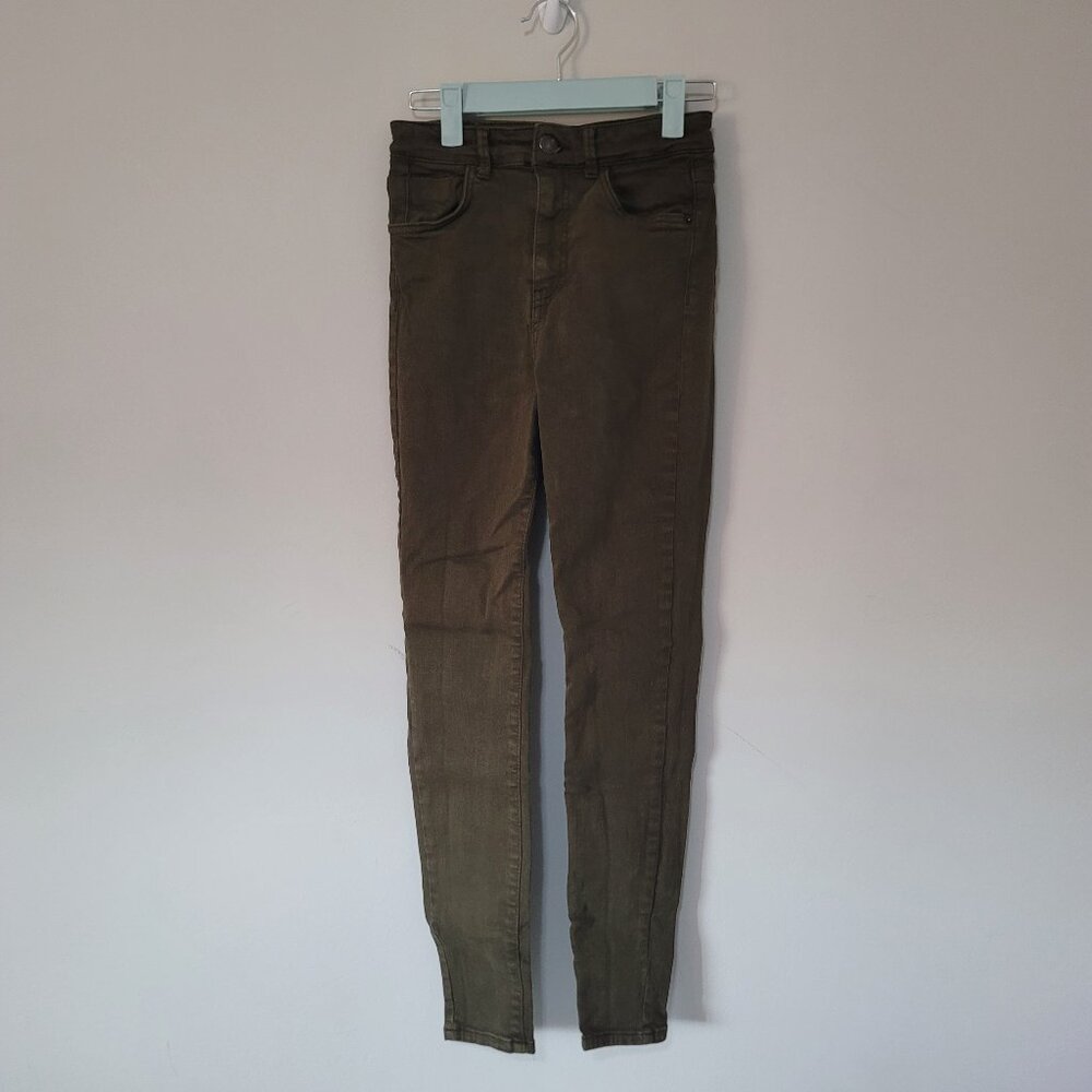 Zara Size 4 Jeggings Dark Olive Green Color